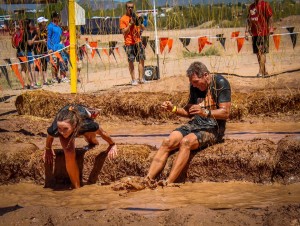 Dr Jeff Banas getting a little electric shock therapy at Tough Mudder